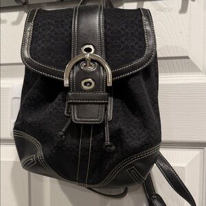 Coach Black Leather Backpack